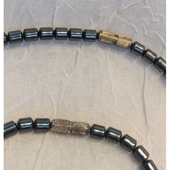 Hematite Beaded Necklace Matching Bracelet Black White Jewelry Stone Style Fun - Picture 4 of 8